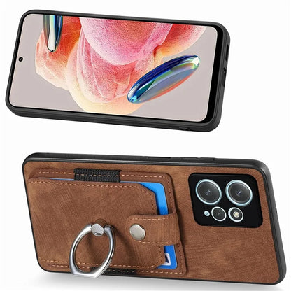D2 For Xiaomi Redmi Note 12 4G Case Leather Coated TPU Phone Cover with Card Slots