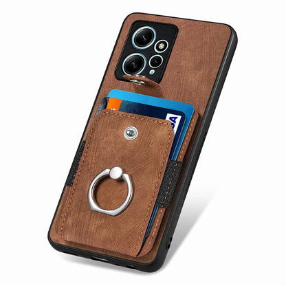 D2 For Xiaomi Redmi Note 12 4G Case Leather Coated TPU Phone Cover with Card Slots