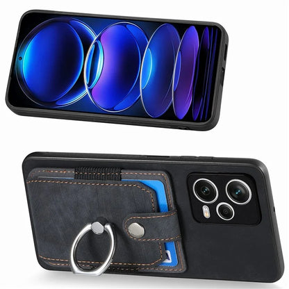 D2 For Xiaomi Redmi Note 12 Pro+ 5G Case Card Slots Leather+TPU Retro Phone Cover with Kickstand