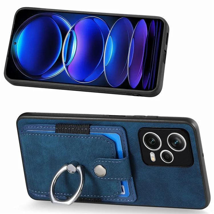 D2 For Xiaomi Redmi Note 12 Pro+ 5G Case Card Slots Leather+TPU Retro Phone Cover with Kickstand