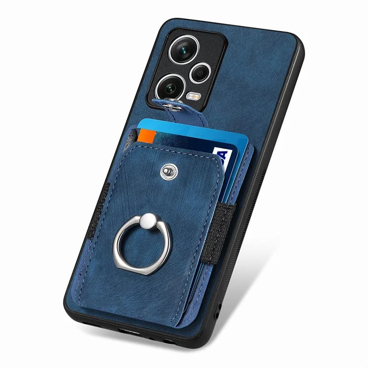 D2 For Xiaomi Redmi Note 12 Pro+ 5G Case Card Slots Leather+TPU Retro Phone Cover with Kickstand