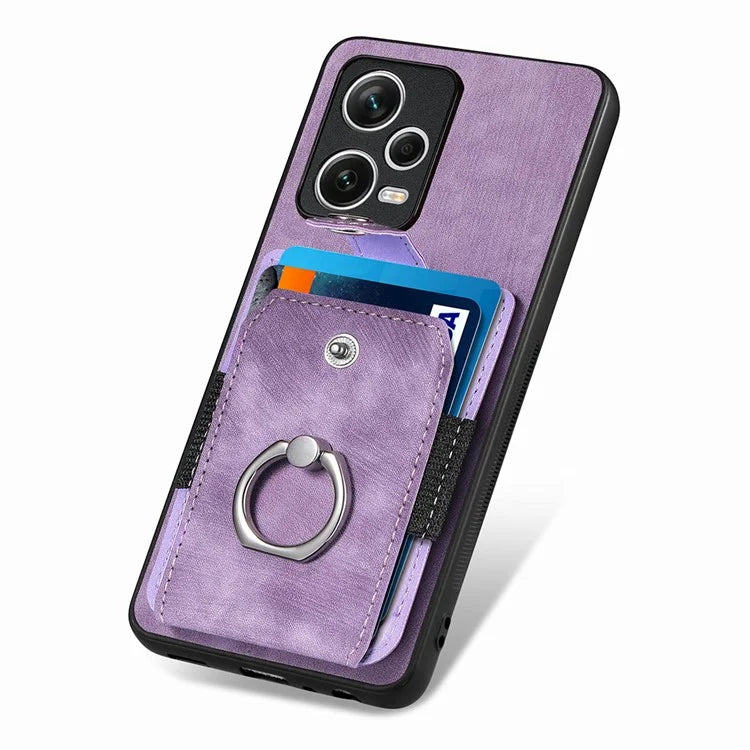 D2 For Xiaomi Redmi Note 12 Pro+ 5G Case Card Slots Leather+TPU Retro Phone Cover with Kickstand