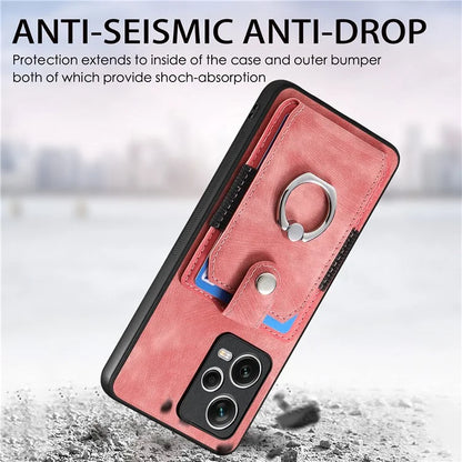 D2 For Xiaomi Redmi Note 12 Pro+ 5G Case Card Slots Leather+TPU Retro Phone Cover with Kickstand