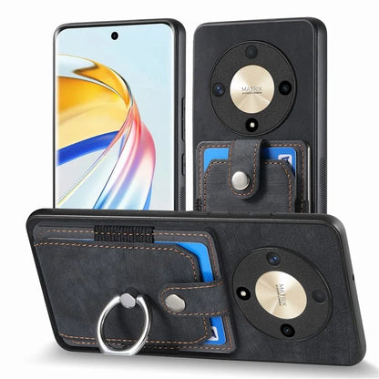 D2 For Honor X9b 5G / Magic6 Lite 5G Case Card Slots Retro PU Leather+TPU Kickstand Cover