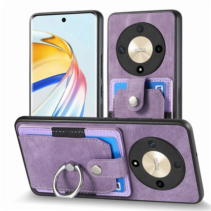 D2 For Honor X9b 5G / Magic6 Lite 5G Case Card Slots Retro PU Leather+TPU Kickstand Cover