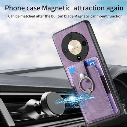 D2 For Honor X9b 5G / Magic6 Lite 5G Case Card Slots Retro PU Leather+TPU Kickstand Cover