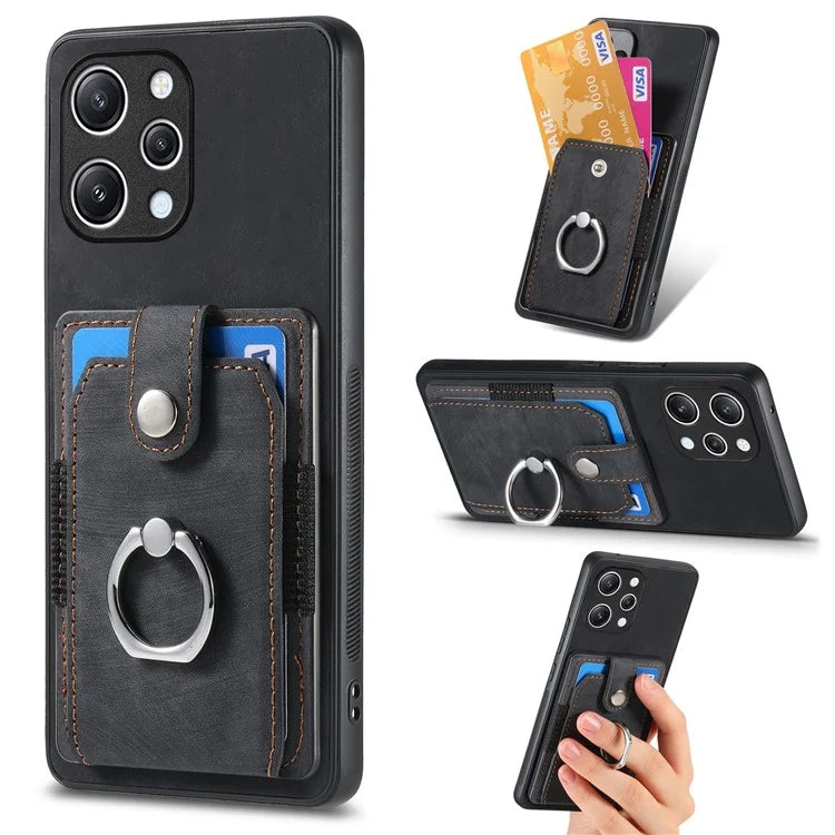 D2 For Xiaomi Redmi 12 4G / Redmi 12 5G (Global) / Poco M6 Pro 5G Case Ring Holder Kickstand TPU Phone Shell