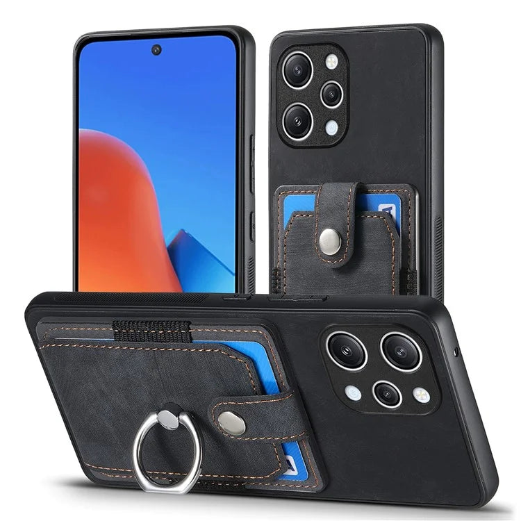 D2 For Xiaomi Redmi 12 4G / Redmi 12 5G (Global) / Poco M6 Pro 5G Case Ring Holder Kickstand TPU Phone Shell