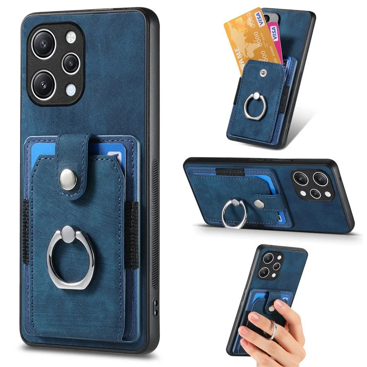 D2 For Xiaomi Redmi 12 4G / Redmi 12 5G (Global) / Poco M6 Pro 5G Case Ring Holder Kickstand TPU Phone Shell