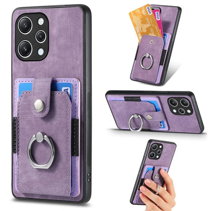 D2 For Xiaomi Redmi 12 4G / Redmi 12 5G (Global) / Poco M6 Pro 5G Case Ring Holder Kickstand TPU Phone Shell