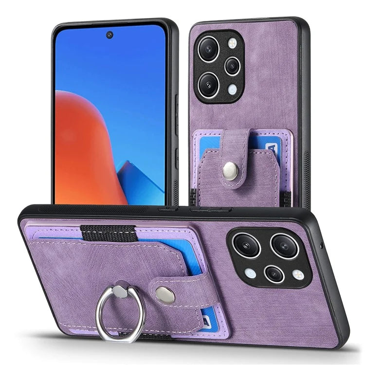 D2 For Xiaomi Redmi 12 4G / Redmi 12 5G (Global) / Poco M6 Pro 5G Case Ring Holder Kickstand TPU Phone Shell
