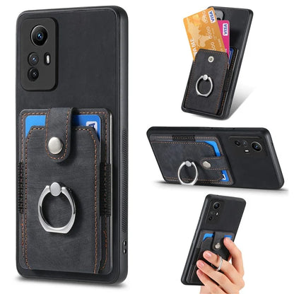 D2 For Xiaomi Redmi 12 4G Cover Ring Phone Case Kickstand Holder TPU Phone Shell