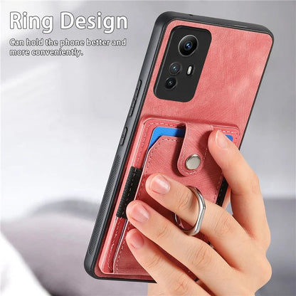 D2 For Xiaomi Redmi 12 4G Cover Ring Phone Case Kickstand Holder TPU Phone Shell