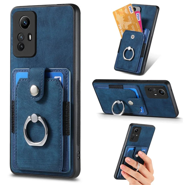 D2 For Xiaomi Redmi 12 4G Cover Ring Phone Case Kickstand Holder TPU Phone Shell