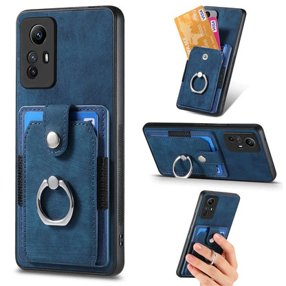 D2 For Xiaomi Redmi 12 4G Cover Ring Phone Case Kickstand Holder TPU Phone Shell