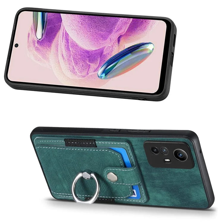 D2 For Xiaomi Redmi 12 4G Cover Ring Phone Case Kickstand Holder TPU Phone Shell