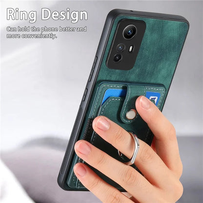 D2 For Xiaomi Redmi 12 4G Cover Ring Phone Case Kickstand Holder TPU Phone Shell