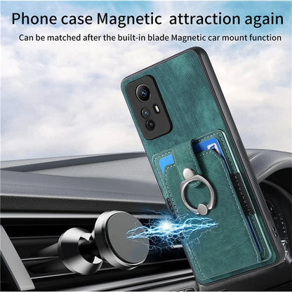 D2 For Xiaomi Redmi 12 4G Cover Ring Phone Case Kickstand Holder TPU Phone Shell