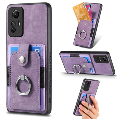 D2 For Xiaomi Redmi 12 4G Cover Ring Phone Case Kickstand Holder TPU Phone Shell