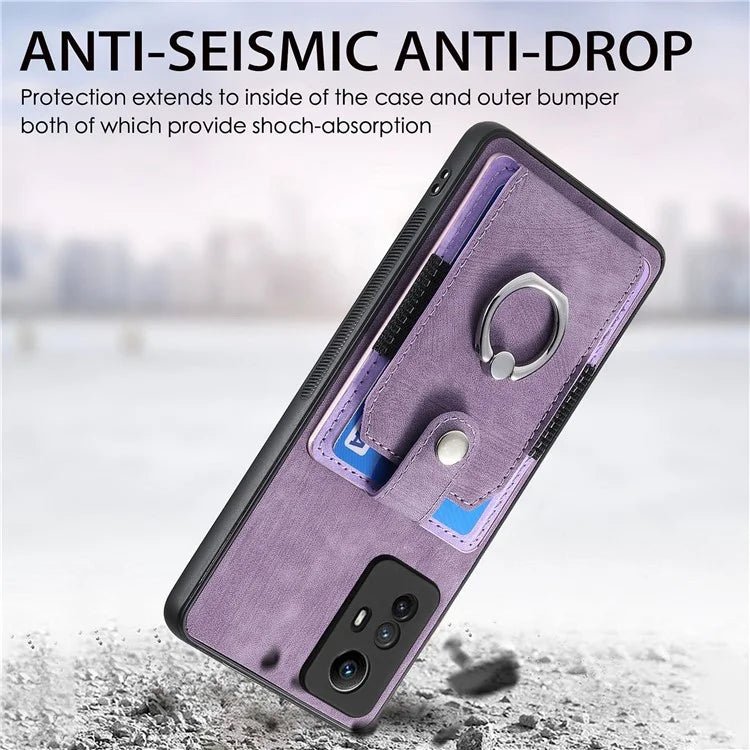 D2 For Xiaomi Redmi 12 4G Cover Ring Phone Case Kickstand Holder TPU Phone Shell