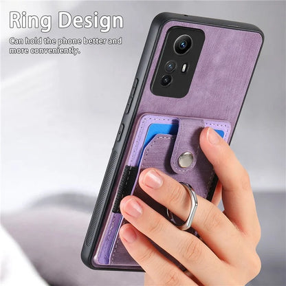 D2 For Xiaomi Redmi 12 4G Cover Ring Phone Case Kickstand Holder TPU Phone Shell