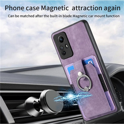 D2 For Xiaomi Redmi 12 4G Cover Ring Phone Case Kickstand Holder TPU Phone Shell