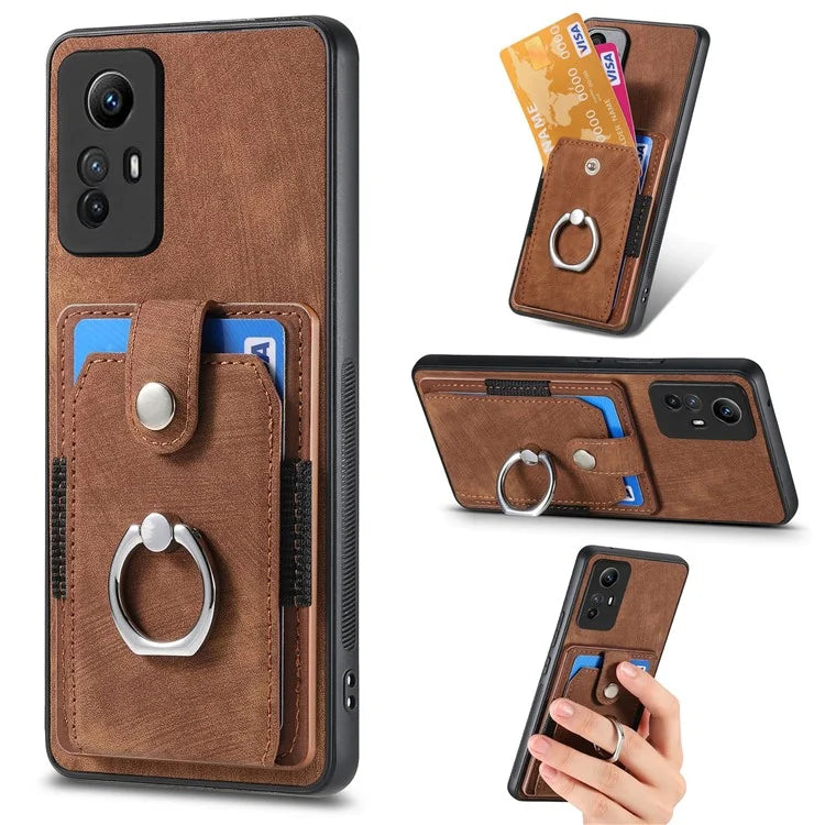 D2 For Xiaomi Redmi 12 4G Cover Ring Phone Case Kickstand Holder TPU Phone Shell