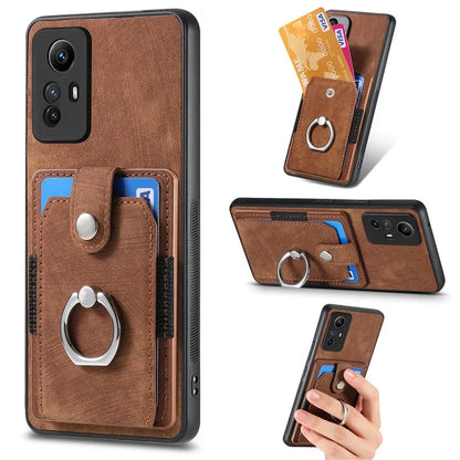 D2 For Xiaomi Redmi 12 4G Cover Ring Phone Case Kickstand Holder TPU Phone Shell