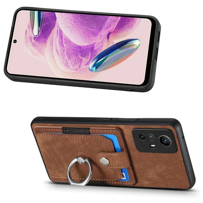 D2 For Xiaomi Redmi 12 4G Cover Ring Phone Case Kickstand Holder TPU Phone Shell