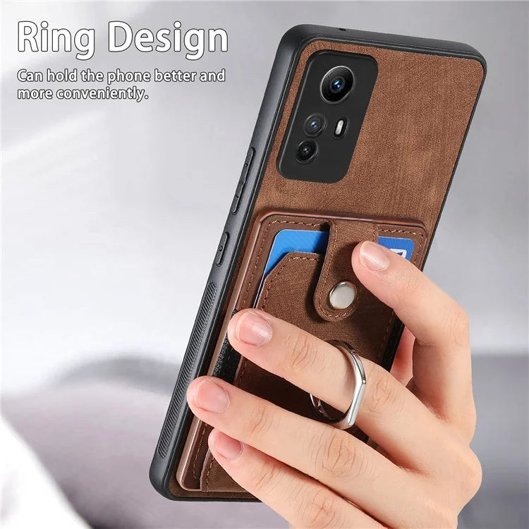 D2 For Xiaomi Redmi 12 4G Cover Ring Phone Case Kickstand Holder TPU Phone Shell