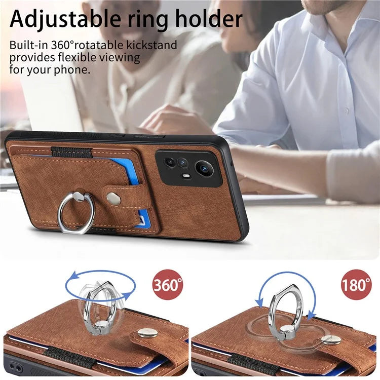 D2 For Xiaomi Redmi 12 4G Cover Ring Phone Case Kickstand Holder TPU Phone Shell