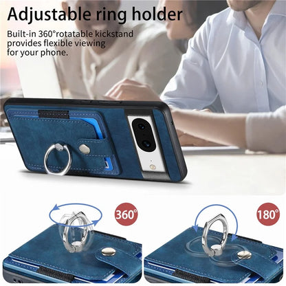 D2 For Google Pixel 8 Phone Case Ring Holder Kickstand TPU+PU Leather Phone Shell