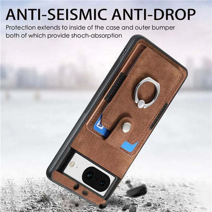 D2 For Google Pixel 8 Phone Case Ring Holder Kickstand TPU+PU Leather Phone Shell