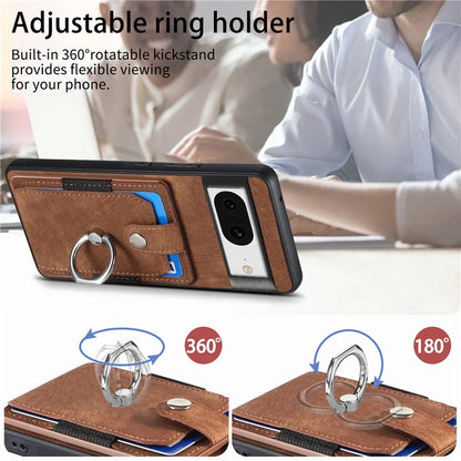 D2 For Google Pixel 8 Phone Case Ring Holder Kickstand TPU+PU Leather Phone Shell