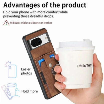 D2 For Google Pixel 8 Phone Case Ring Holder Kickstand TPU+PU Leather Phone Shell