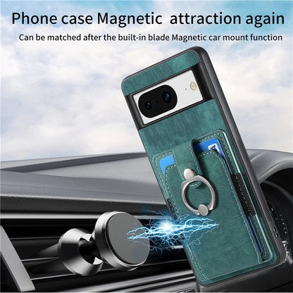 D2 For Google Pixel 8 Phone Case Ring Holder Kickstand TPU+PU Leather Phone Shell