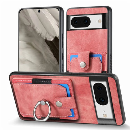 D2 For Google Pixel 8 Phone Case Ring Holder Kickstand TPU+PU Leather Phone Shell