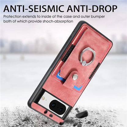 D2 For Google Pixel 8 Phone Case Ring Holder Kickstand TPU+PU Leather Phone Shell