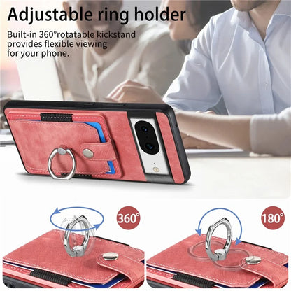 D2 For Google Pixel 8 Phone Case Ring Holder Kickstand TPU+PU Leather Phone Shell