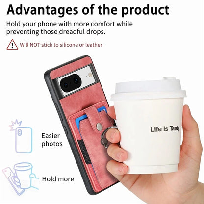 D2 For Google Pixel 8 Phone Case Ring Holder Kickstand TPU+PU Leather Phone Shell