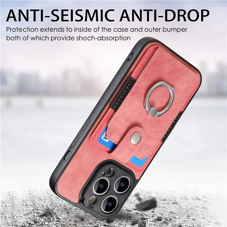 D2 For iPhone 14 Pro PU Leather+TPU Phone Cover Kickstand Card Holder Phone Case
