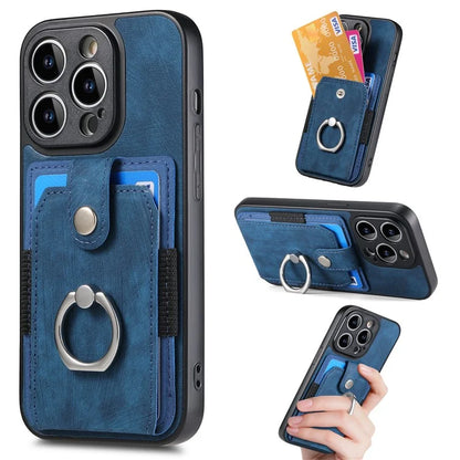 D2 For iPhone 14 Pro PU Leather+TPU Phone Cover Kickstand Card Holder Phone Case