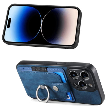 D2 For iPhone 14 Pro PU Leather+TPU Phone Cover Kickstand Card Holder Phone Case