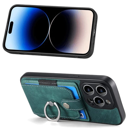 D2 For iPhone 14 Pro PU Leather+TPU Phone Cover Kickstand Card Holder Phone Case