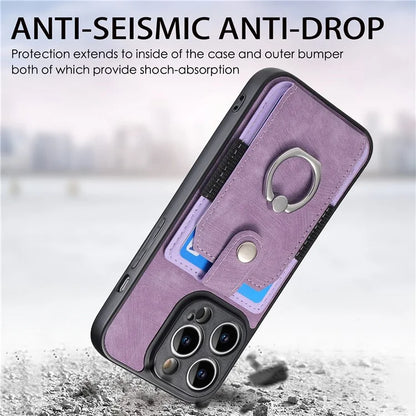 D2 For iPhone 14 Pro PU Leather+TPU Phone Cover Kickstand Card Holder Phone Case
