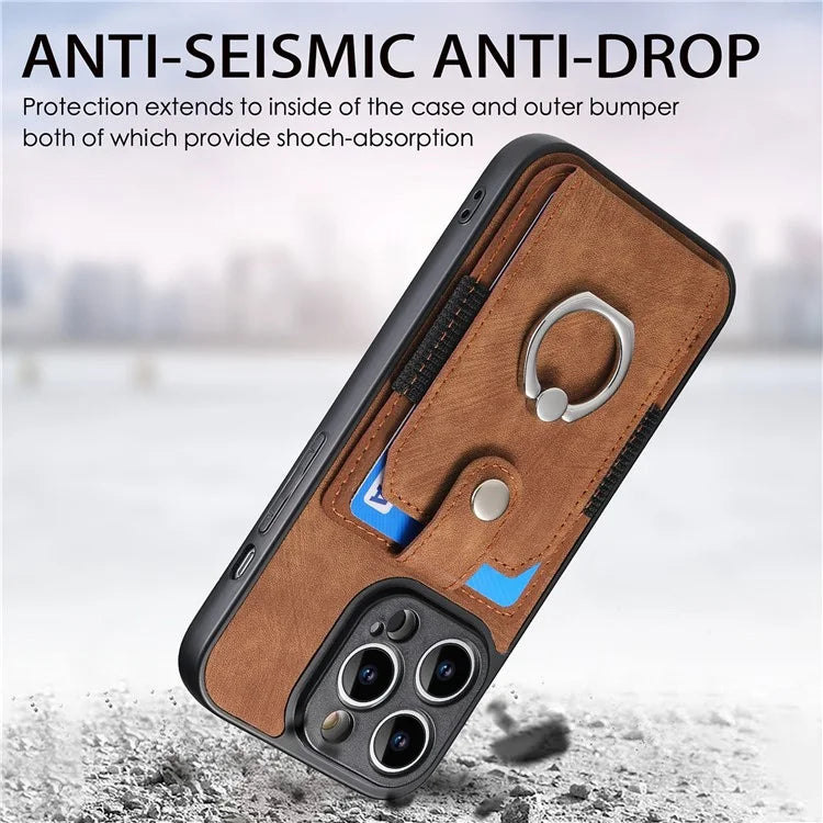 D2 For iPhone 14 Pro PU Leather+TPU Phone Cover Kickstand Card Holder Phone Case