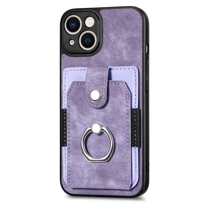 D2 Phone Case for iPhone 14 Ring Holder Kickstand TPU+PU Leather Phone Shell