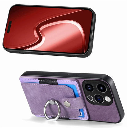 D2 Phone Case for iPhone 15 Pro Max Ring Kickstand TPU+PU Leather Protective Shell