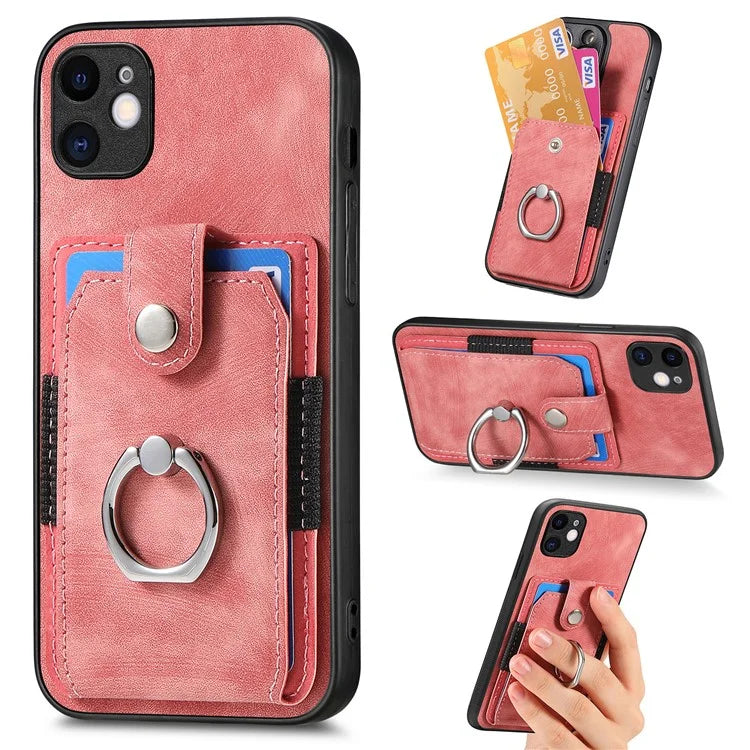 D2 For iPhone 11 Kickstand Case Shockproof TPU+PU Leather Phone Case