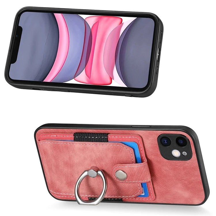 D2 For iPhone 11 Kickstand Case Shockproof TPU+PU Leather Phone Case